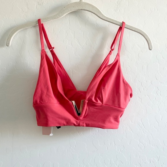 Victoria's Secret Other - Victoria Secret Pink Hardware V Wire Plunge Crop Bralette Top Swim Bikini Size S